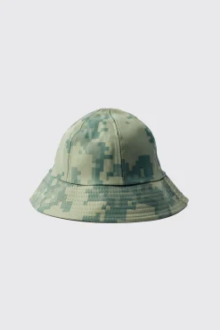 Pixelated Camo Bucket Hat | BoohooMAN UK