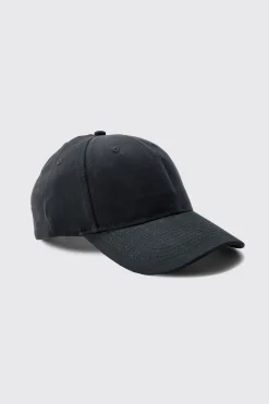 Plain Cap In Black | BoohooMAN UK