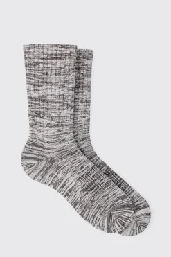 Plain Marl Socks In Grey | BoohooMAN UK