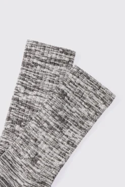 Plain Marl Socks In Grey | BoohooMAN UK