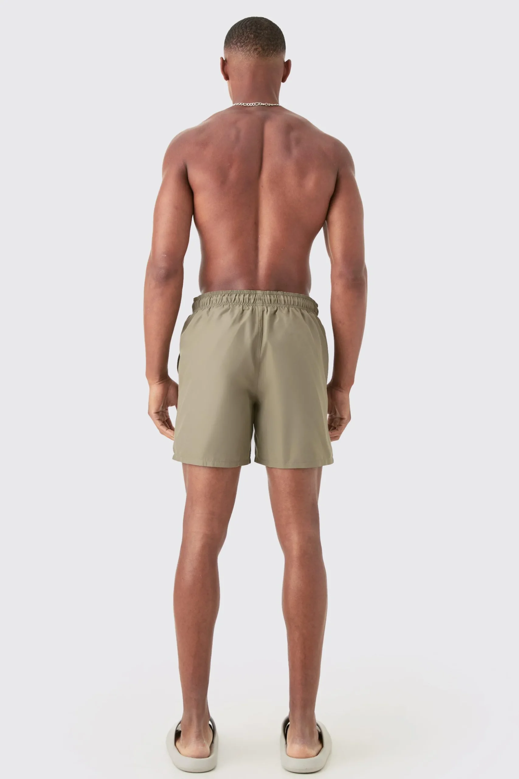 Plain Mid Length Swim Short | BoohooMAN UK