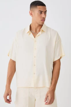 Plain Viscose Boxy Shirt | BoohooMAN UK