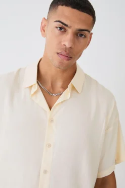Plain Viscose Boxy Shirt | BoohooMAN UK