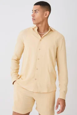 Plain Viscose Long Sleeve Shirt | BoohooMAN UK