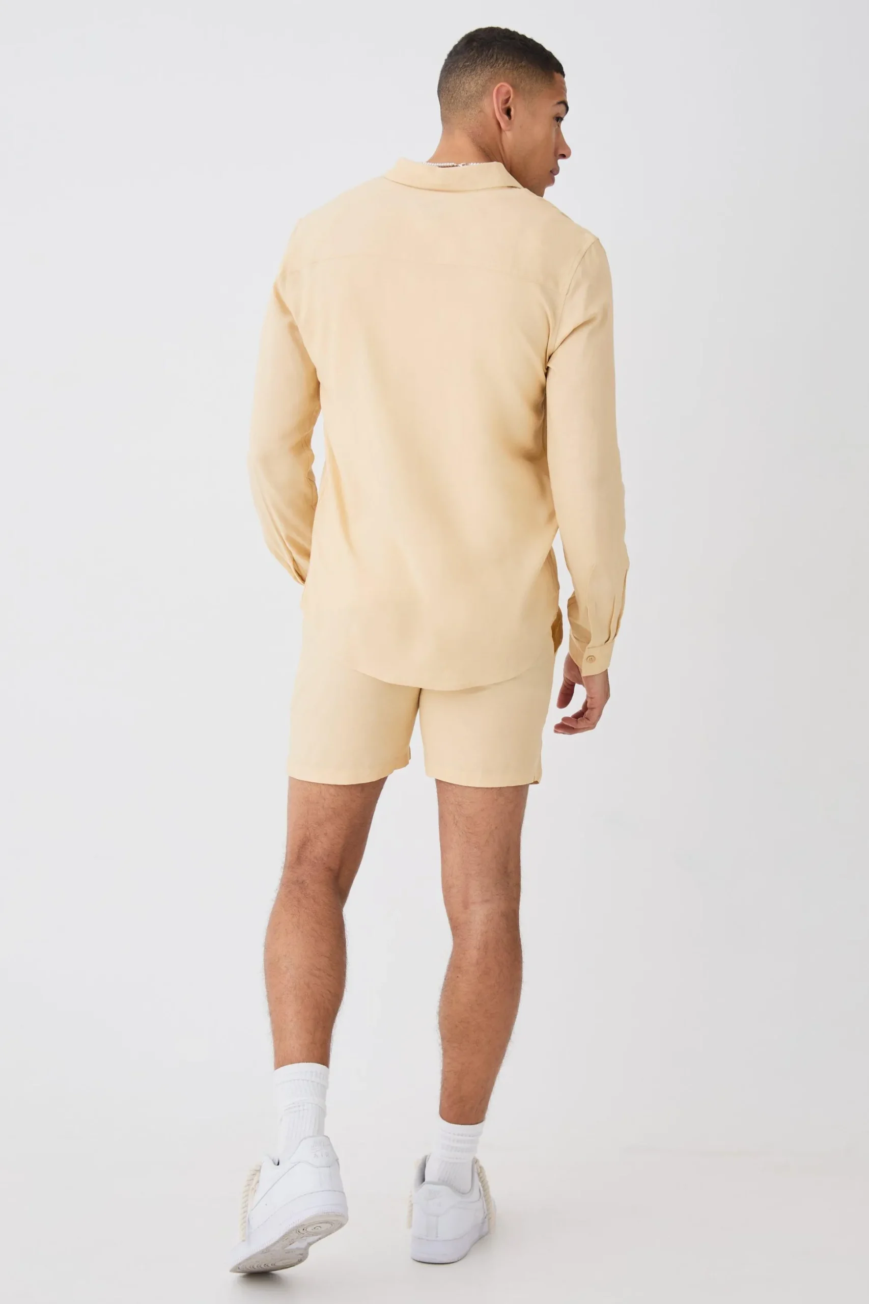 Plain Viscose Long Sleeve Shirt | BoohooMAN UK