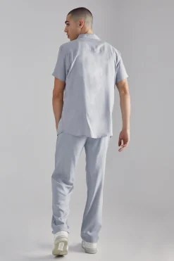Plain Viscose Short Sleeve Shirt | BoohooMAN UK