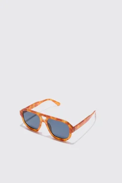 Plastic Aviator Tortoise Shell Sunglasses | BoohooMAN UK