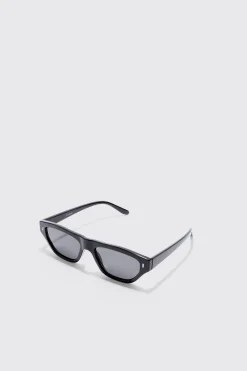 Plastic Chunky Frame Sunglasses In Black | BoohooMAN UK