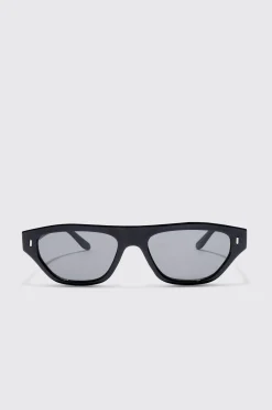 Plastic Chunky Frame Sunglasses In Black | BoohooMAN UK