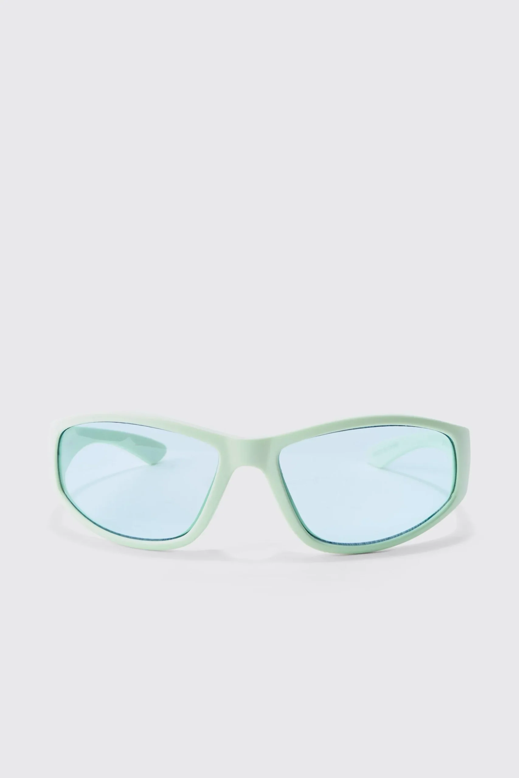 Plastic Racer Sunglasses In Mint | BoohooMAN UK