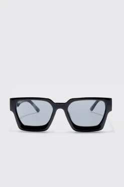 Plastic Retro Sunglasses In Black | BoohooMAN UK