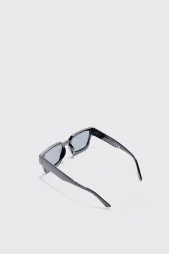 Plastic Retro Sunglasses In Black | BoohooMAN UK