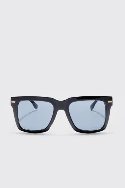 Plastic Sunglasses In Black | BoohooMAN UK