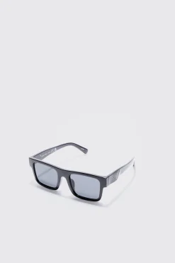 Plastic Sunglasses In Black | BoohooMAN UK