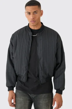 Pleated Bomber Jacket In Black | BoohooMAN UK