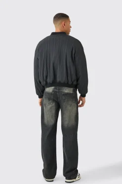 Pleated Bomber Jacket In Black | BoohooMAN UK