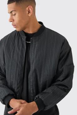 Pleated Bomber Jacket In Black | BoohooMAN UK