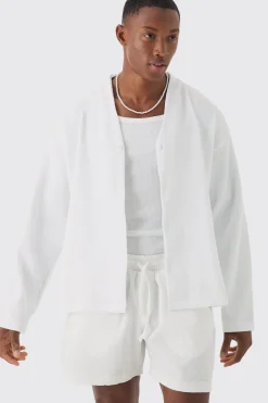 Pleated Boxy Long Sleeve Shirt | BoohooMAN UK