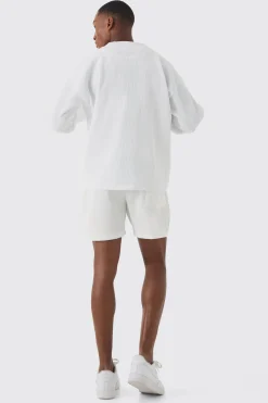 Pleated Boxy Long Sleeve Shirt | BoohooMAN UK