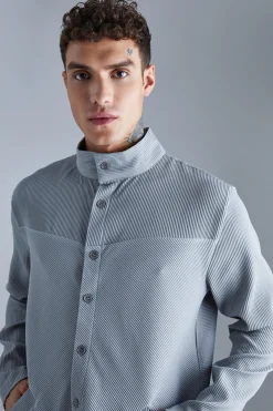 Pleated Harrington & Elasticated Pintuck Trouser Set | BoohooMAN UK