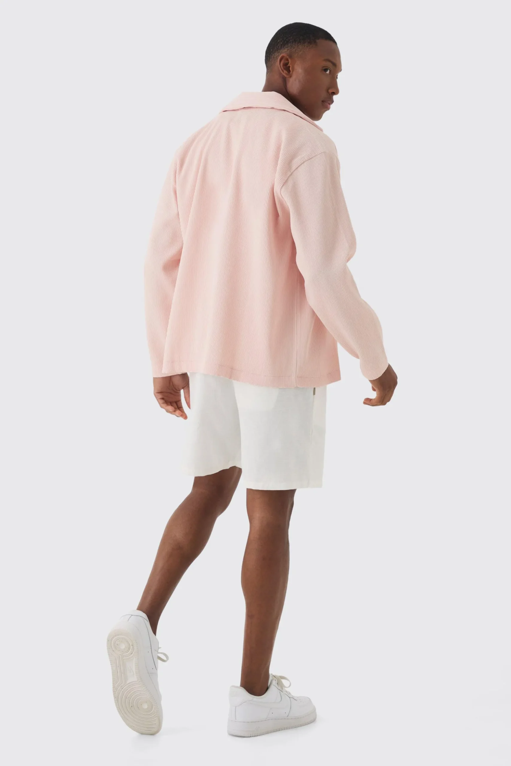Pleated Long Sleeve Wrap Shirt | BoohooMAN UK