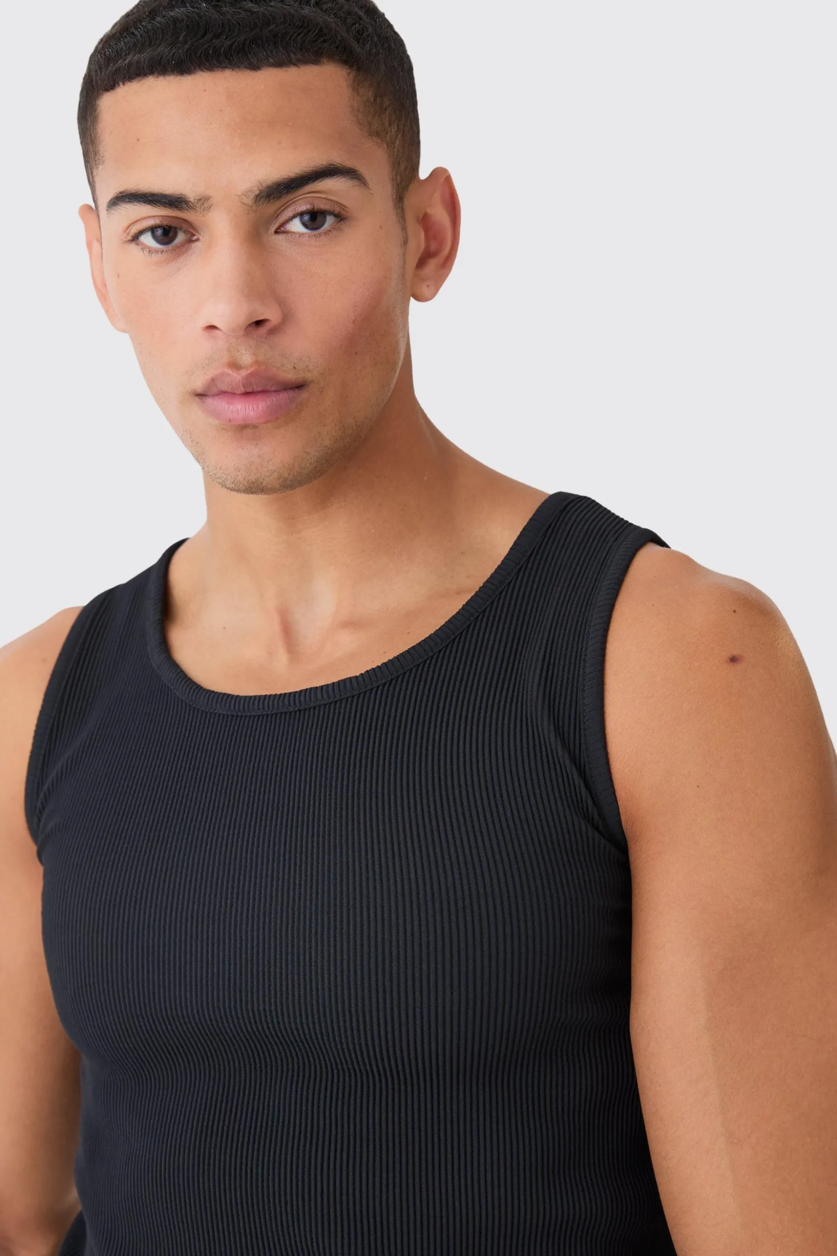 Pleated Muscle Vest And Runner Short | BoohooMAN UK