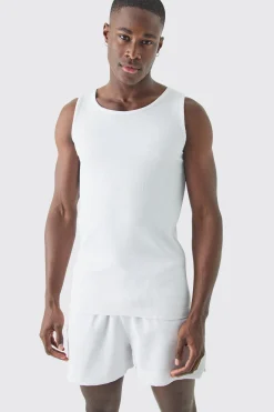 Pleated Muscle Vest And Runner Short | BoohooMAN UK