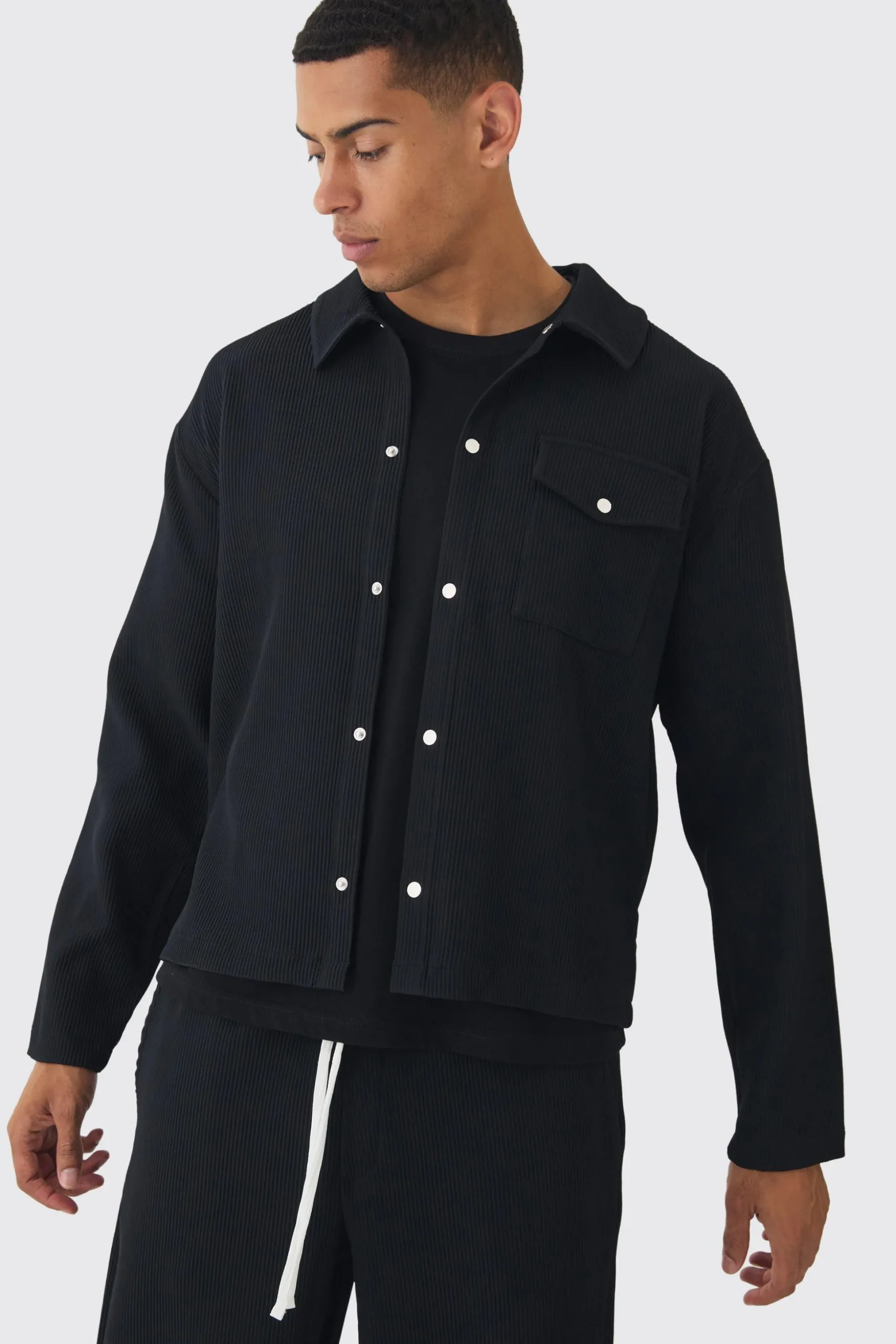 Pleated Overshirt | BoohooMAN UK