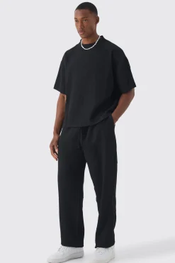 Pleated Oversized Boxy T-shirt & Trouser | BoohooMAN UK
