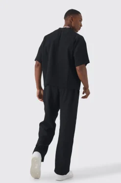 Pleated Oversized Boxy T-shirt & Trouser | BoohooMAN UK