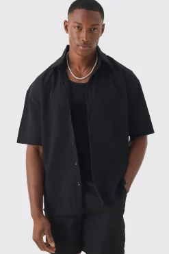 Pleated Oversized Button Up Shirt | BoohooMAN UK