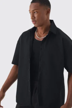 Pleated Oversized Button Up Shirt | BoohooMAN UK