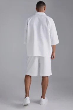 Pleated Oversized V Neck Shirt | BoohooMAN UK