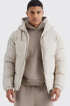 Pleated Puffer With Hood | BoohooMAN UK