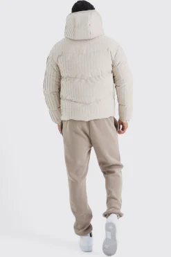 Pleated Puffer With Hood | BoohooMAN UK
