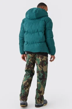 Pleated Puffer With Hood | BoohooMAN UK