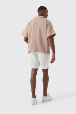 Pleated Short Sleeve Oversized Boxy Shirt | BoohooMAN UK