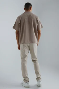 Pleated Short Sleeve Oversized Boxy Shirt | BoohooMAN UK