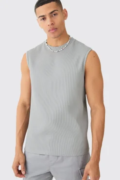 Pleated Sleeveless Tank | BoohooMAN UK