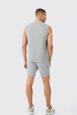 Pleated Sleeveless Tank | BoohooMAN UK