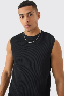 Pleated Sleeveless Tank | BoohooMAN UK