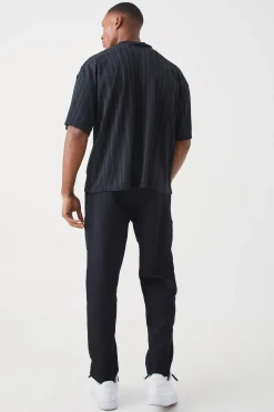 Pleated Slim Elasticated Waistband Trouser | BoohooMAN UK
