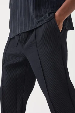 Pleated Slim Elasticated Waistband Trouser | BoohooMAN UK