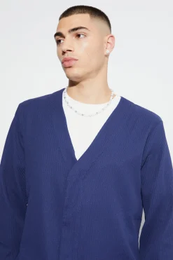 Pleated Slim Fit Collarless Concealed Button Blazer | BoohooMAN UK