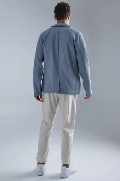 Pleated Slim Fit Smart Jacket | BoohooMAN UK