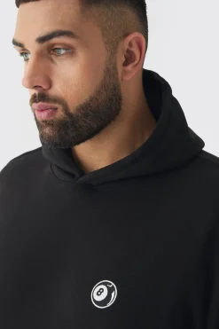 Plus 8 Ball Embroidered Hoodie | BoohooMAN UK