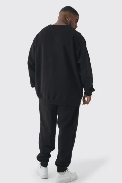 Plus 13 Embroidered Sweat Tracksuit | BoohooMAN UK