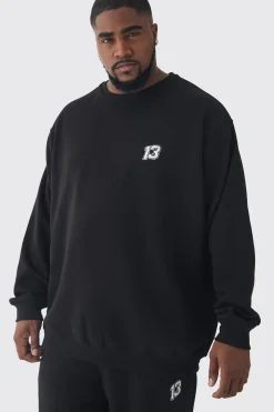 Plus 13 Embroidered Sweat Tracksuit | BoohooMAN UK