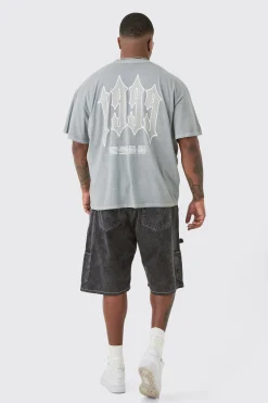 Plus 1999 Graphic Back Print T-shirt In Grey | BoohooMAN UK