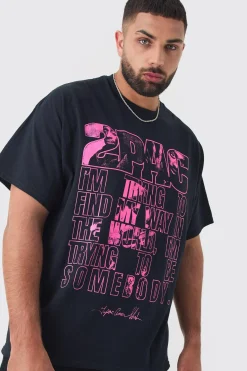 Plus 2 Pac Printed T-shirt In Black | BoohooMAN UK
